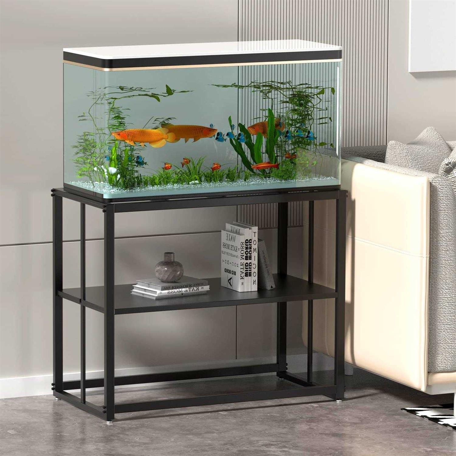 Alternative view of Likeem Fish Tank Stand Metal Aquarium Stand 40 Gallon Aquarium Turtle Tank 36.5 x 18.5 x 29.5