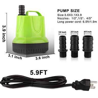 Alternative view of FREESEA GPH Submersible Water Pump for Pond Aquarium Hydroponics Fish Tank Fountain Waterfall
