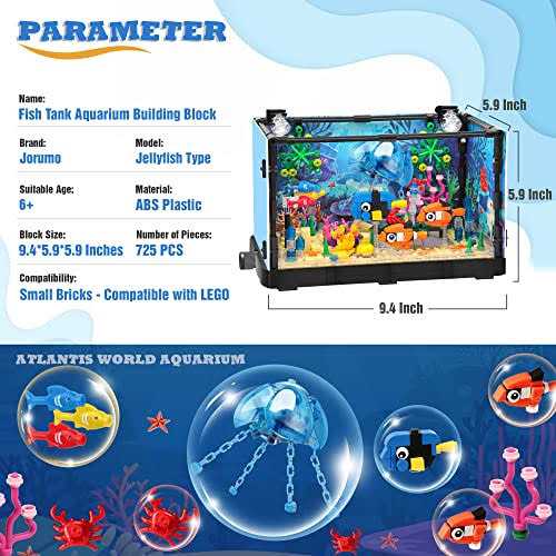 Alternative view of Jorumo Fish Tank Building Block, Lighting Aquarium Compatible with Lego Sets for Adults and Kids Including Ocean Jellyfish