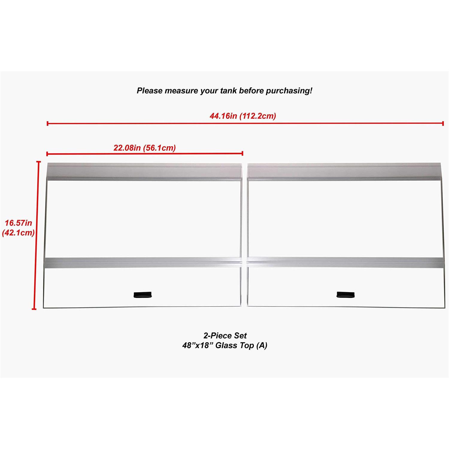 Alternative view of H2Pro Glass canopy 2 Piece Set for Aqueon All Glass 7590110 gallon 48x18 Aquarium Fish Tank