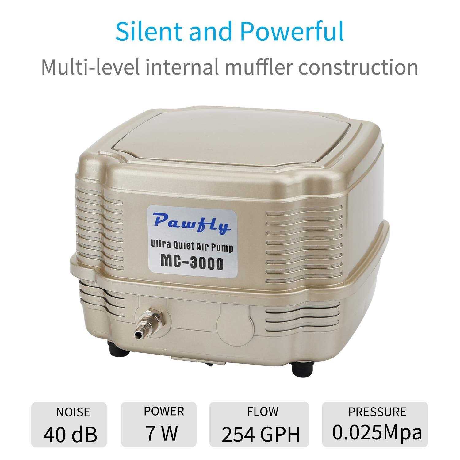 Alternative view of Pawfly 254 GPH Aquarium Air Pump Adjustable Quiet Oxygen Aerator Pump with Multi-Port Air Flow Control Lever Valve Splitter and