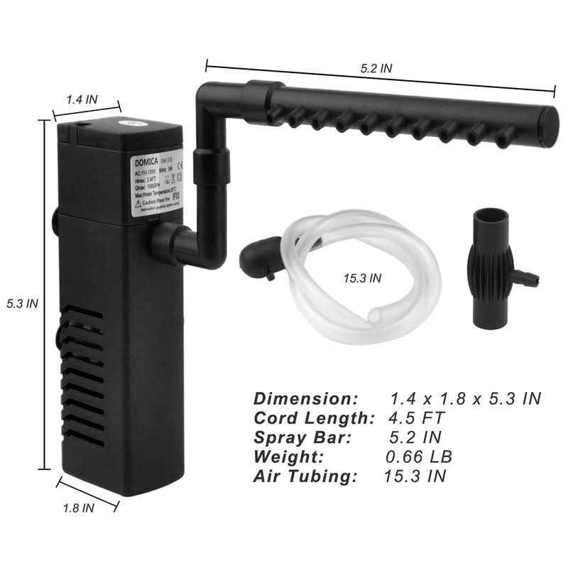 Alternative view of Domica Internal Aquarium Filter with Aeration System 100Gph 5W Power Filter for 5 to 15 Gallons Fish Tank