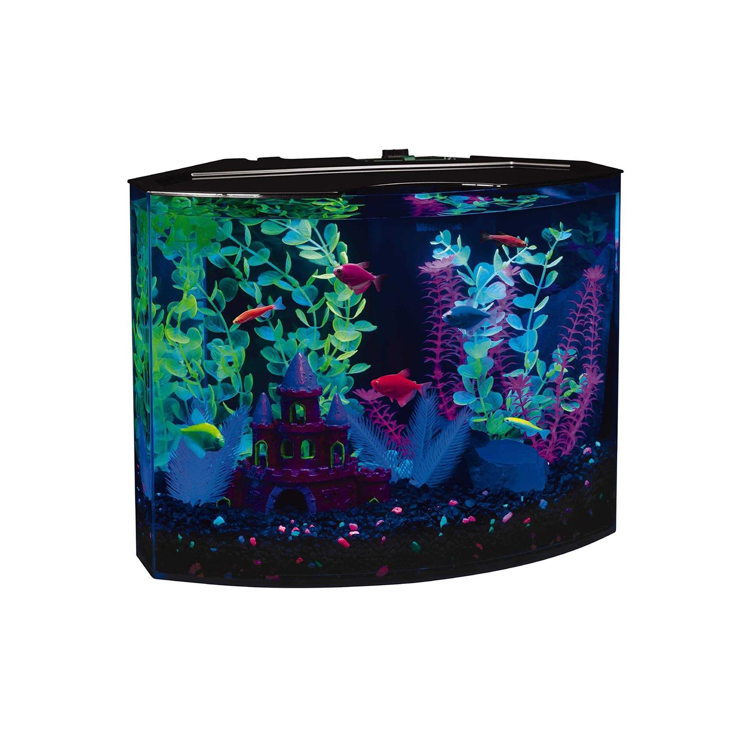 Alternative view of Glofish Aquarium Fish Tank Kits, Includes Fish Tank Decorations And Led Lighting, Tetra Filter And Water Conditioner 5-gallon crescent kit