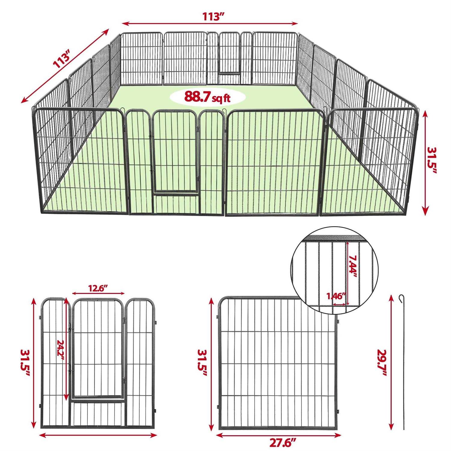 Alternative view of Zenstyle 32 inch Height Foldable Metal Exercise Pen Multiple Shape Pet Playpen 16 Panel Dog Kennel