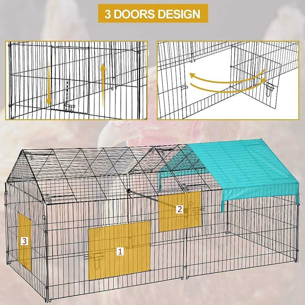 Alternative view of BestPet Large Metal Chicken Coop Chicken Run Outdoor Walk-in Poultry Cage Duck Coop Chicken Pen Pet Playpen w/Door & Cover Rabbit Enclosure