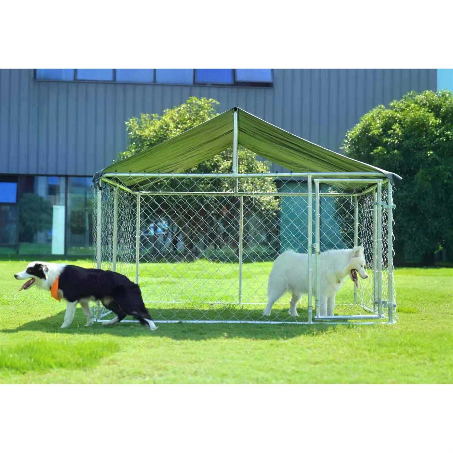 Alternative view of Petony Outdoor Dog Kennel Dog Cage Dog Playpen Dog Fence Chicken Coop Hen House Heavy Duty Pet Playpen with Large Galvanized Chain Link with UV