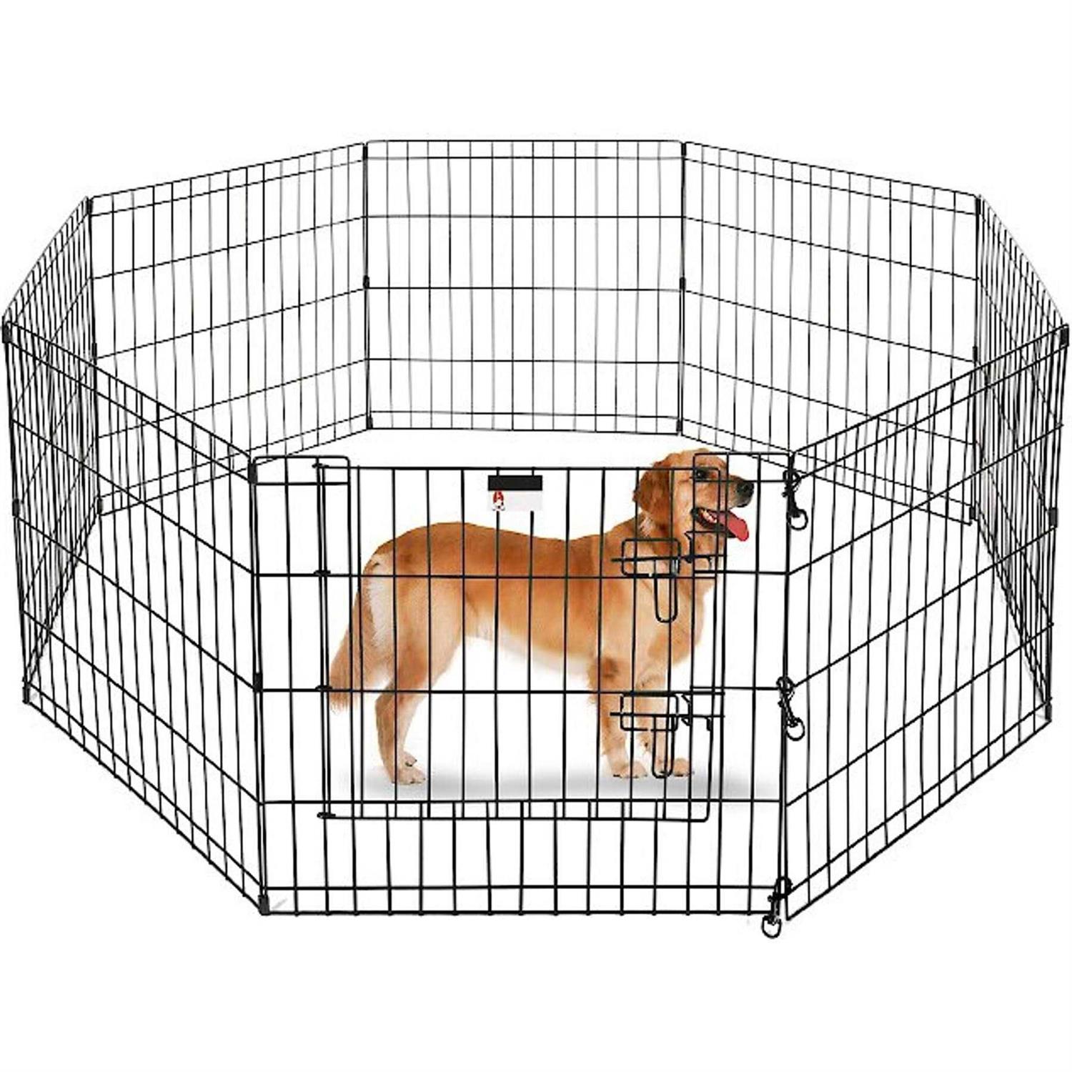 Pet Adobe 8 Panel Folding Metal Playpen with Door