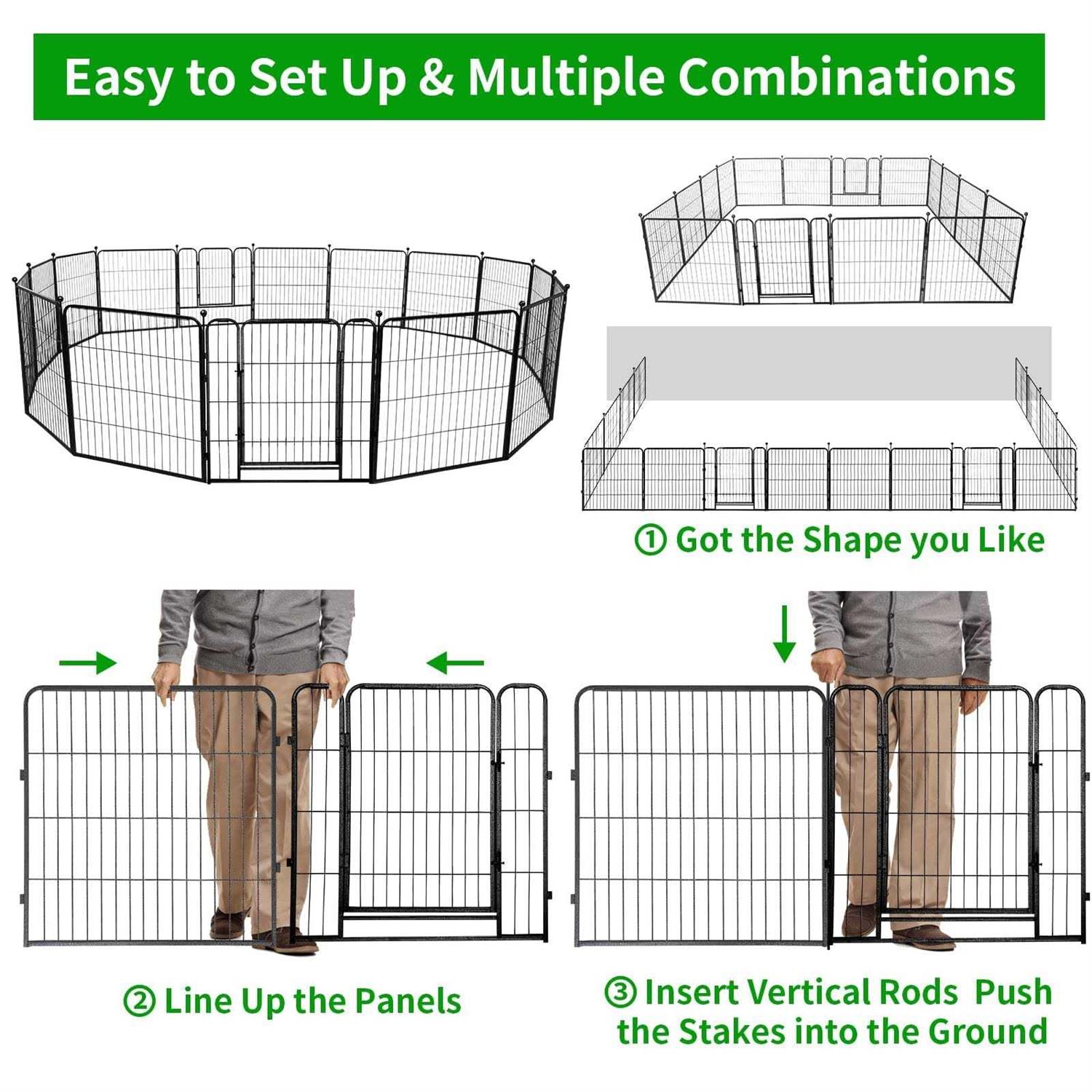 Alternative view of Kfvigoho Dog Playpen Outdoor Panels Heavy Duty Dog Pen Height Puppy Playpen Indoor Anti-Rust Exercise Fence with Doors for Medium/Small Pet