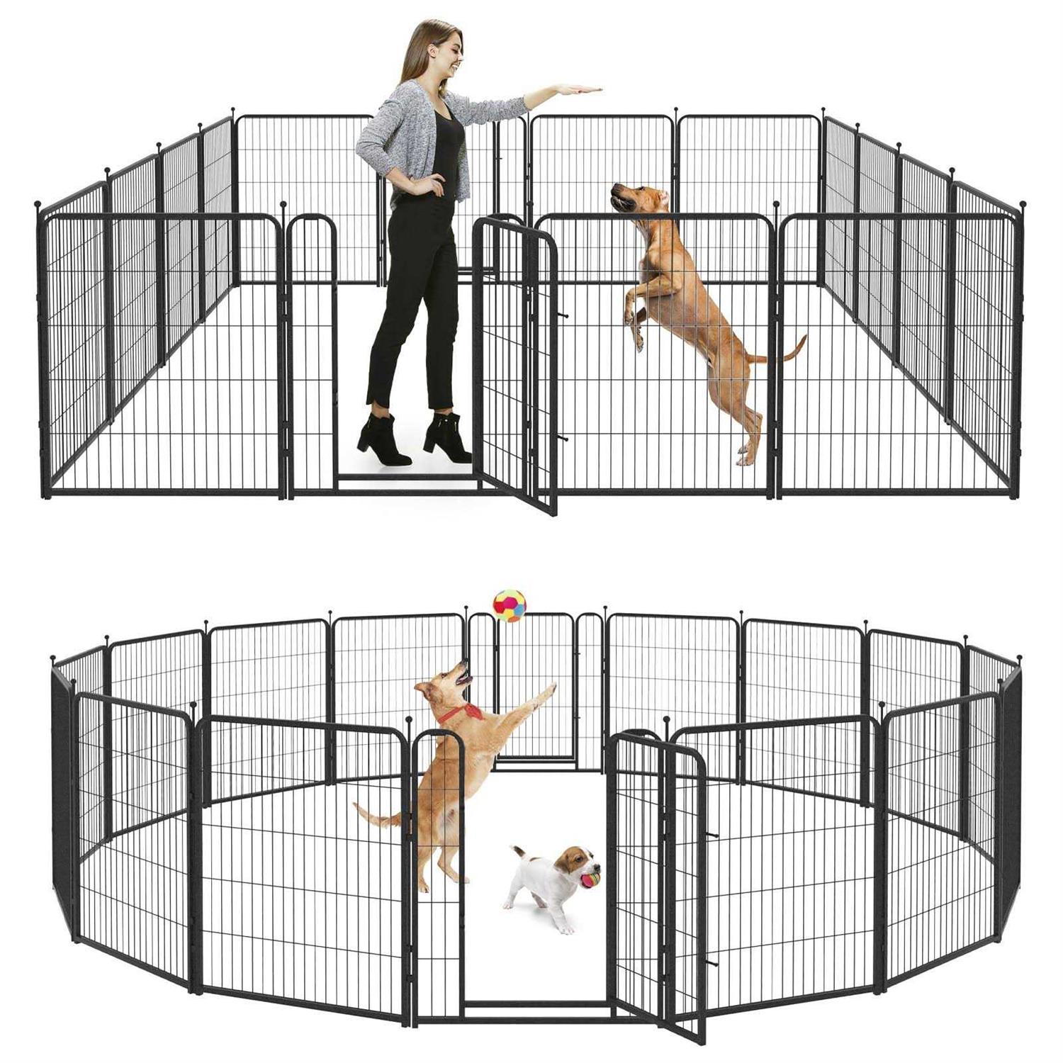 Kfvigoho Dog Playpen Outdoor Panels Heavy Duty Dog Pen Height Puppy Playpen Indoor Anti-Rust Exercise Fence with Doors for Medium/Small Pet