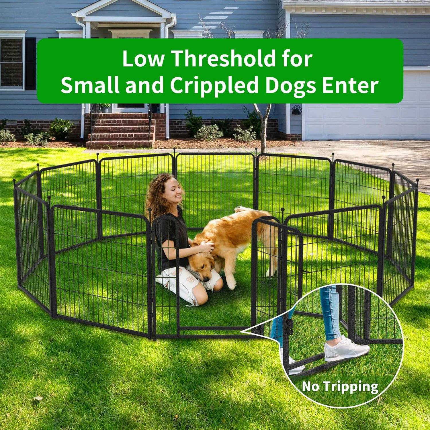 Alternative view of Kfvigoho Dog Playpen Outdoor Panels Heavy Duty Dog Pen Height Puppy Playpen Indoor Anti-Rust Exercise Fence with Doors for Medium/Small Pet