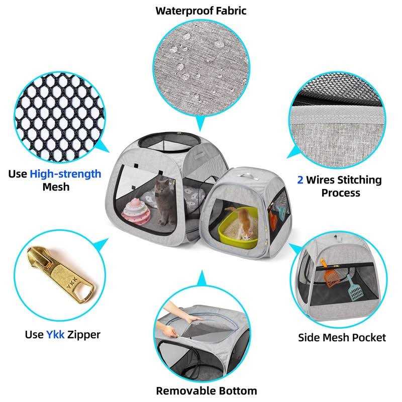 Alternative view of Tenrai Portable Cat Playpen, Trapezoidal Design for Better Standing, Foldable Pet Tent for Indoor and Outdoor Use of Kitten and Puppy