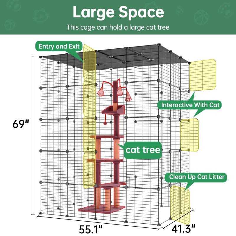 Alternative view of Eiiel Large Cat Cage Indoor Cat Playpen Metal Wire Kennels Crate Ideal for 1-4 Cats