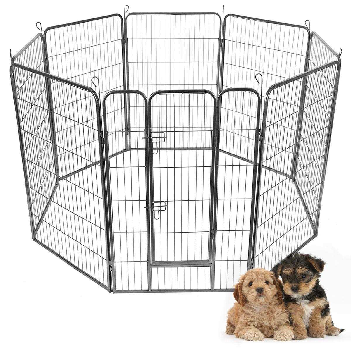 Giantex Dog Fence with Door 16/8 Panels Dog Playpen for Outside Large Dogs