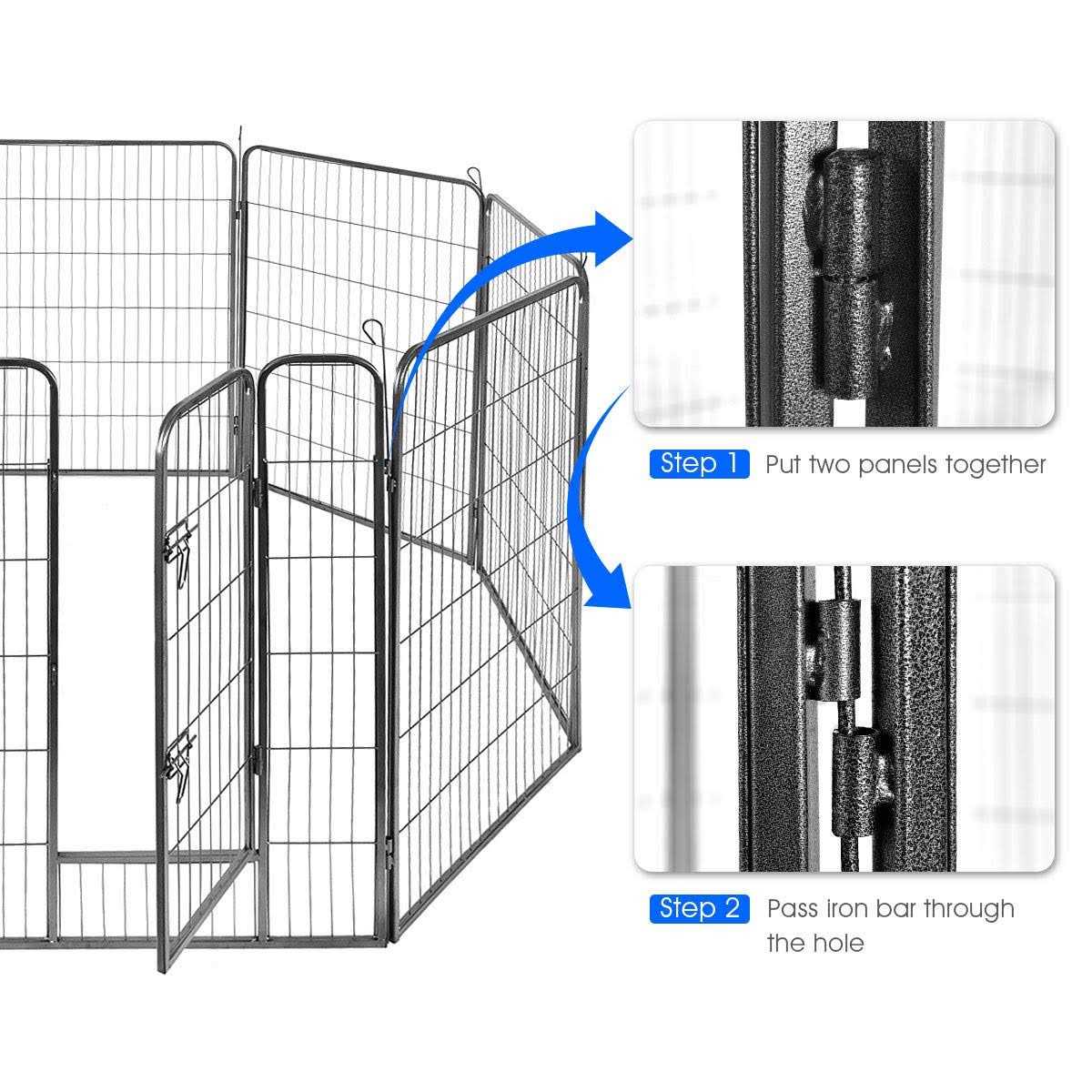 Alternative view of Giantex Dog Fence with Door 16/8 Panels Dog Playpen for Outside Large Dogs