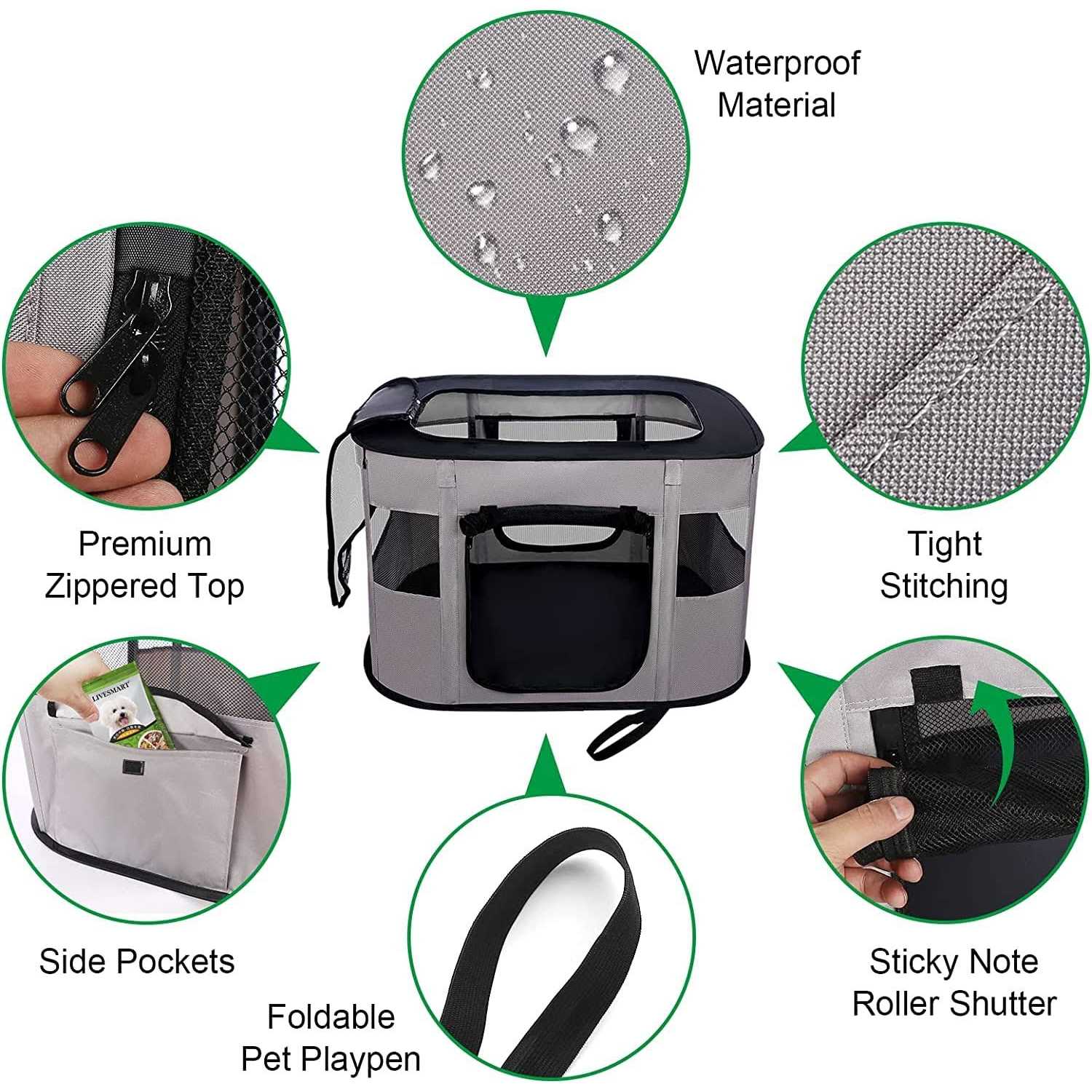 Alternative view of Portable Pet Playpen Collapsible Crates Kennel Playpen for Dog Puppy and Cat Kitten &Travel Playpen Outdoor or Indoor