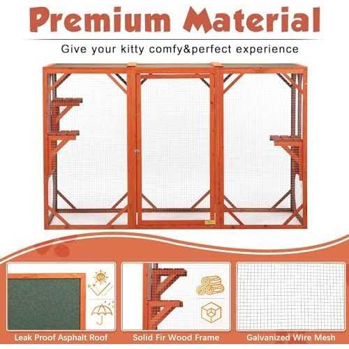 Alternative view of Cozivvovv Outdoor Cat Enclosures Wooden Catio Outdoor Cat Enclosure Weatherproof