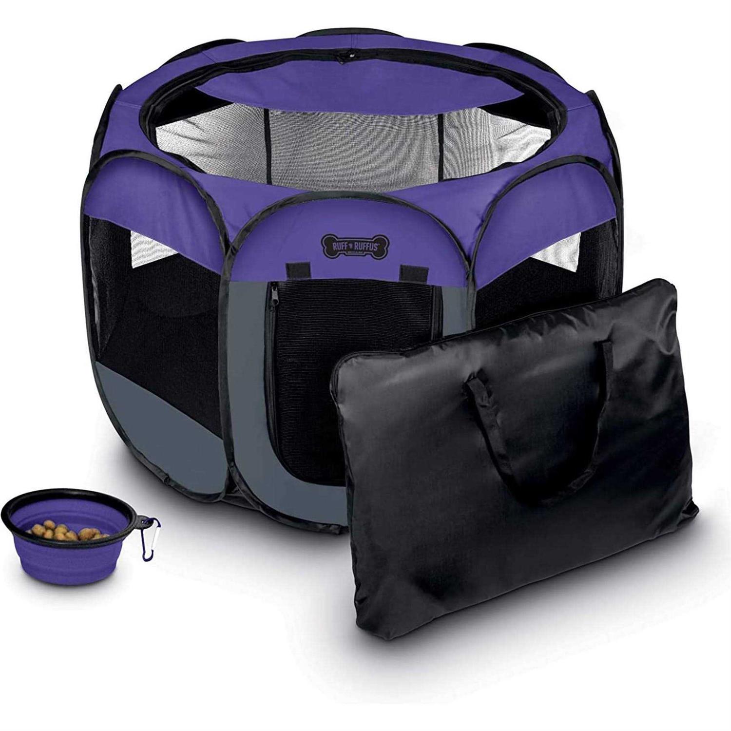 Ruff 'n Ruffus Porle Foldable Pet Playpen + Free Carrying Case + Free Travel Bowl