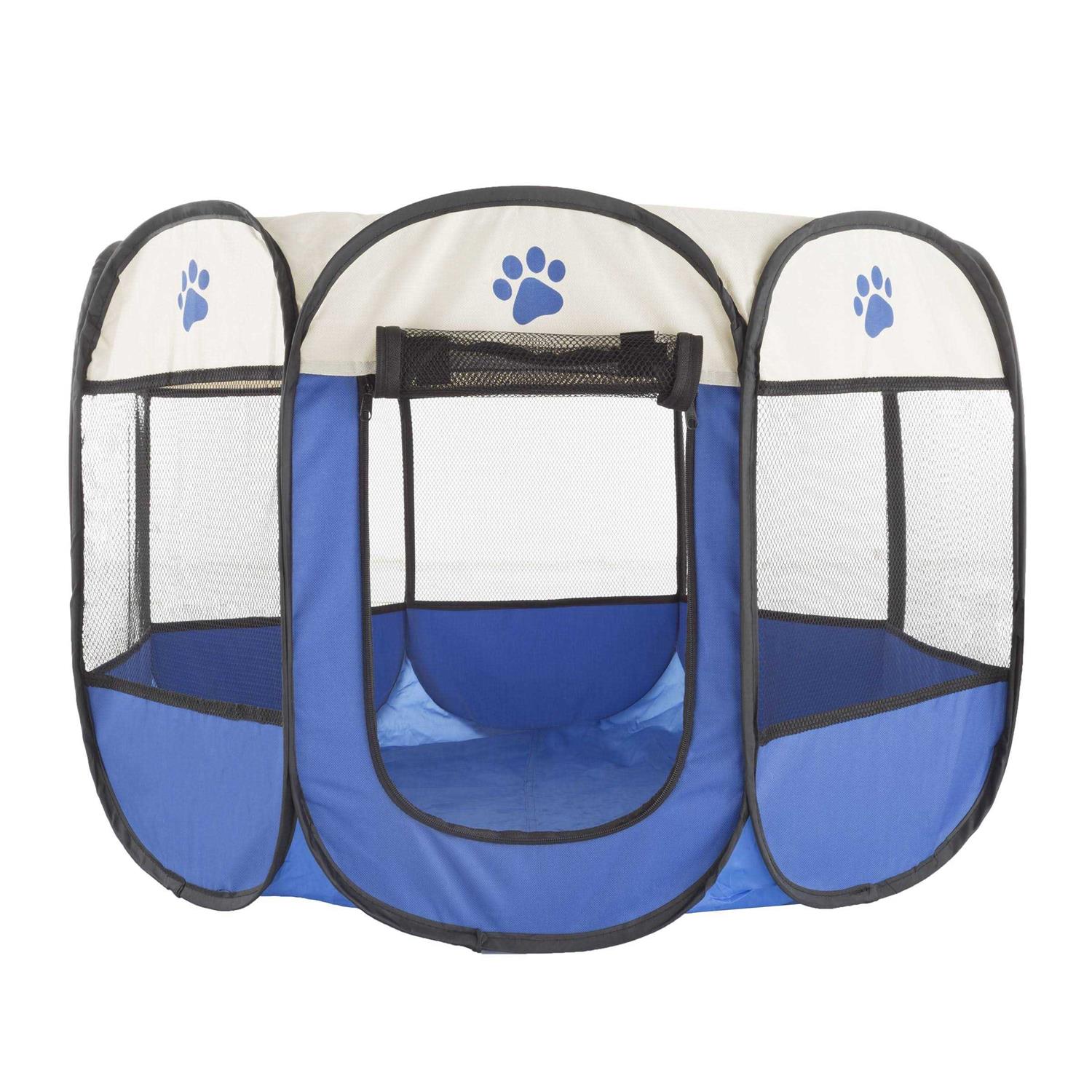PETMAKER Pop-Up Pet Playpen with Carrying Case Blue