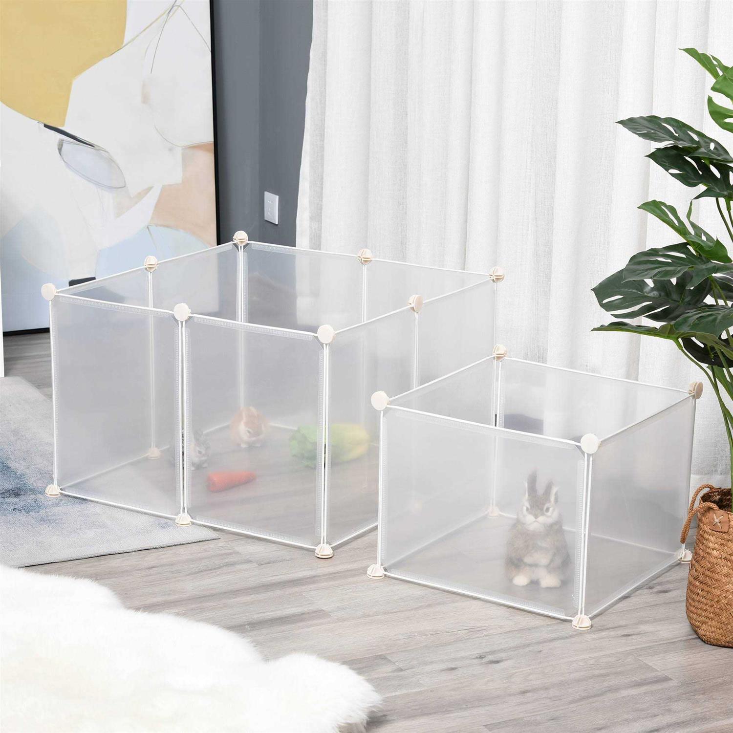 Alternative view of Pawhut Pet Playpen DIY Small Animal Cage Open Enclosure Portable Plastic Fence 12 Panels for Bunny Chinchilla Guinea Pig