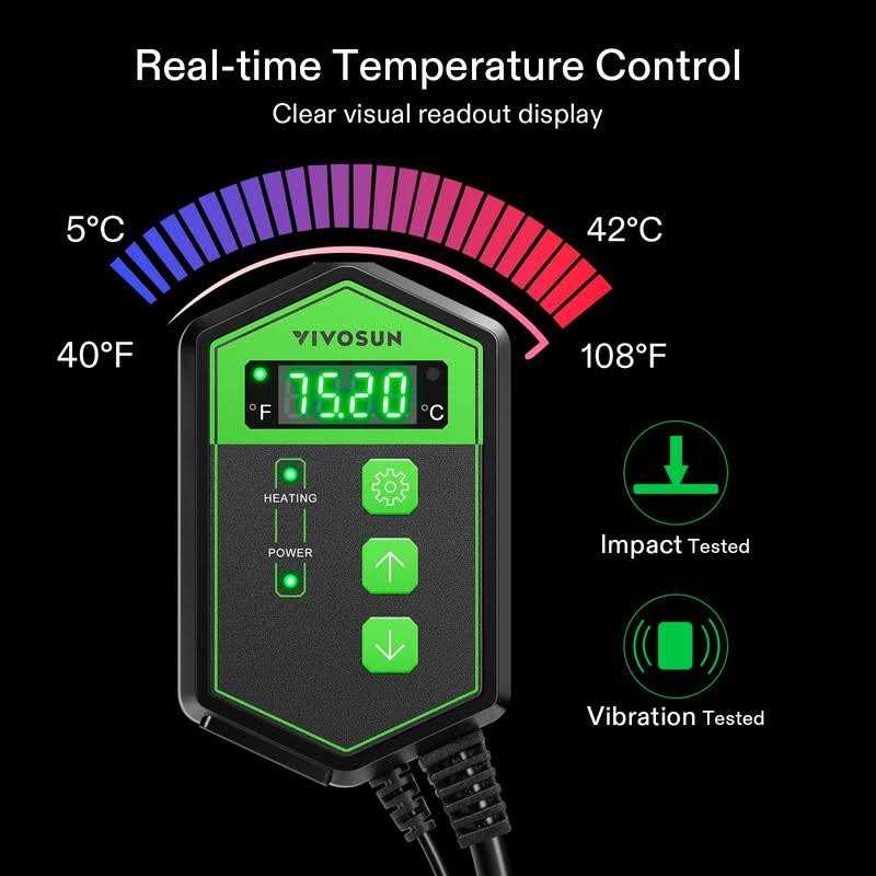 Alternative view of VIVOSUN Digital Heat Mat Thermostat Temperature Controller 40-108 oF 1000W for Reptiles