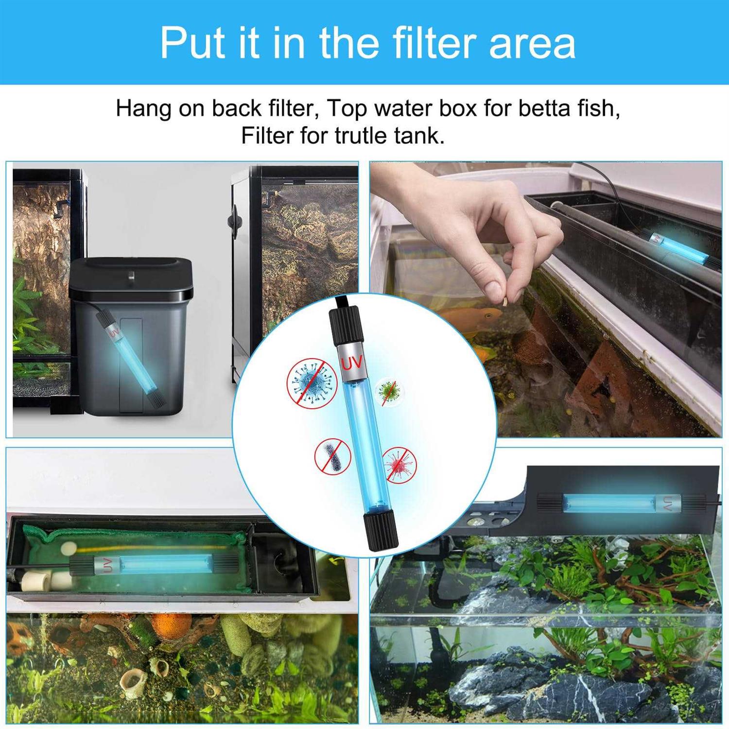 Alternative view of JAHEA UV Sterilizer for Aquarium,13 W Fish Tank Clean Light with Timer,Aquarium Green Killing Machine Waterproof Clean Submersible Lamp for Pond