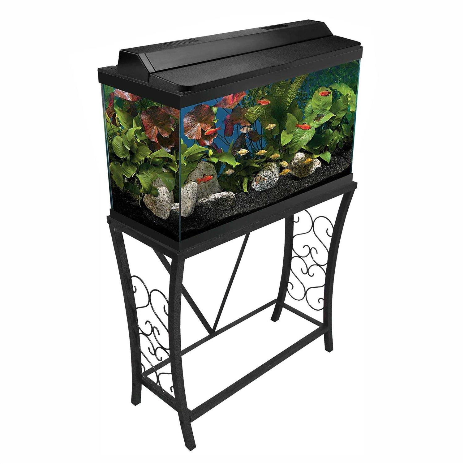 Alternative view of Aquatic Fundamentals Black Scroll Aquarium Stand