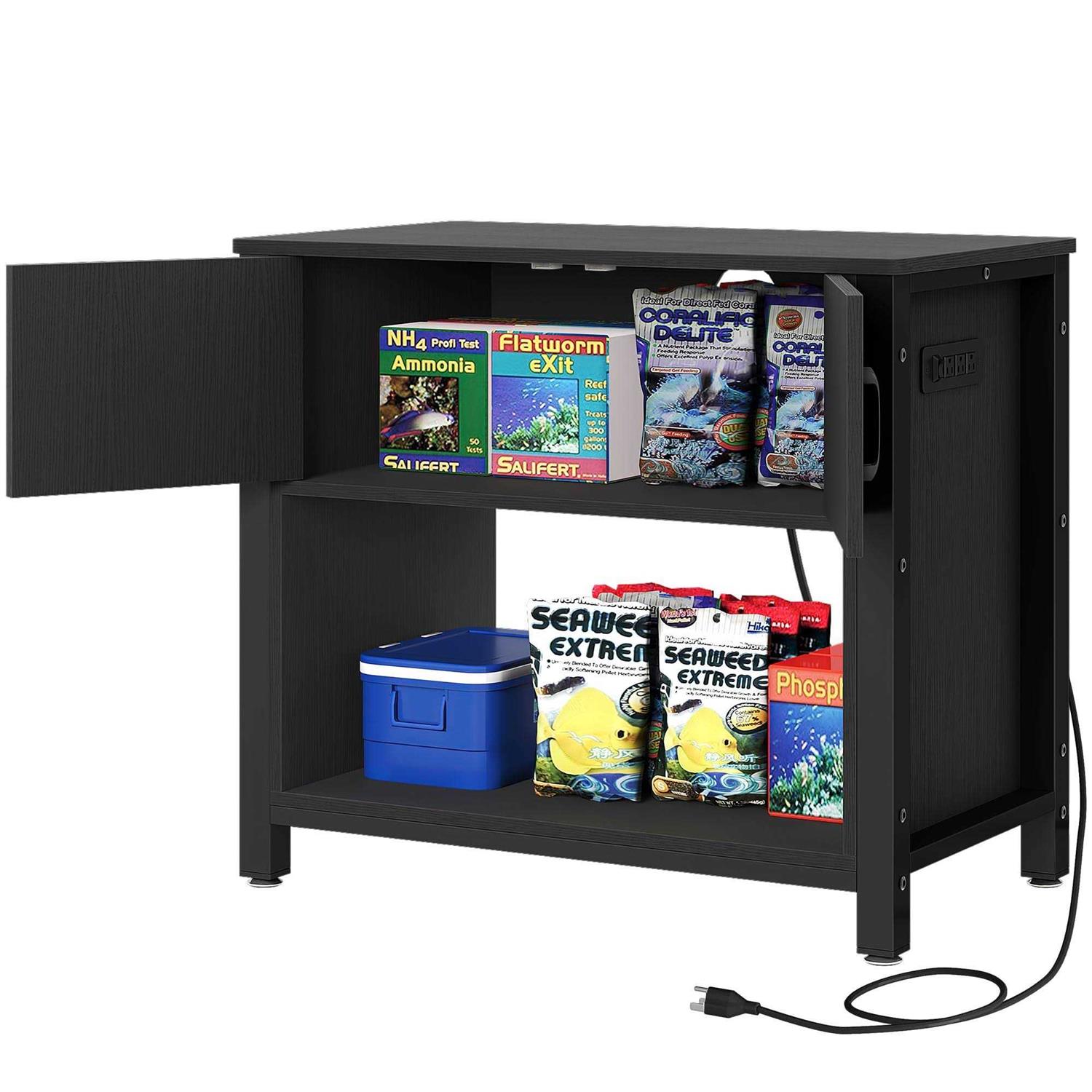 Alternative view of DWVO Heavy Duty Metal Aquarium Stand with Power Outlets Cabinet for Fish Tank Accessories Storage