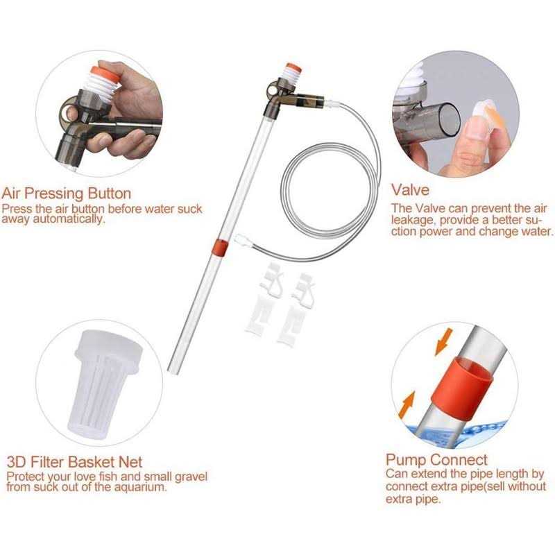 Alternative view of Aquarium Gravel Cleaner Fish Tank Kit Long Nozzle Water Changer for Water Changing and Filter Gravel Cleaning with Air-Pressing Button and Adjustable