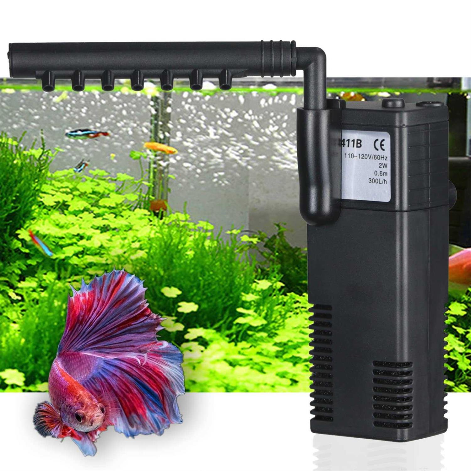 TARARIUM Quiet Betta Fish Filter Aquarium Internal Filter for 2-15 Gallon Fish Turtle Tank Biochemical Small 79 GPH Rain Shower Design 3 in 1 Oxygen