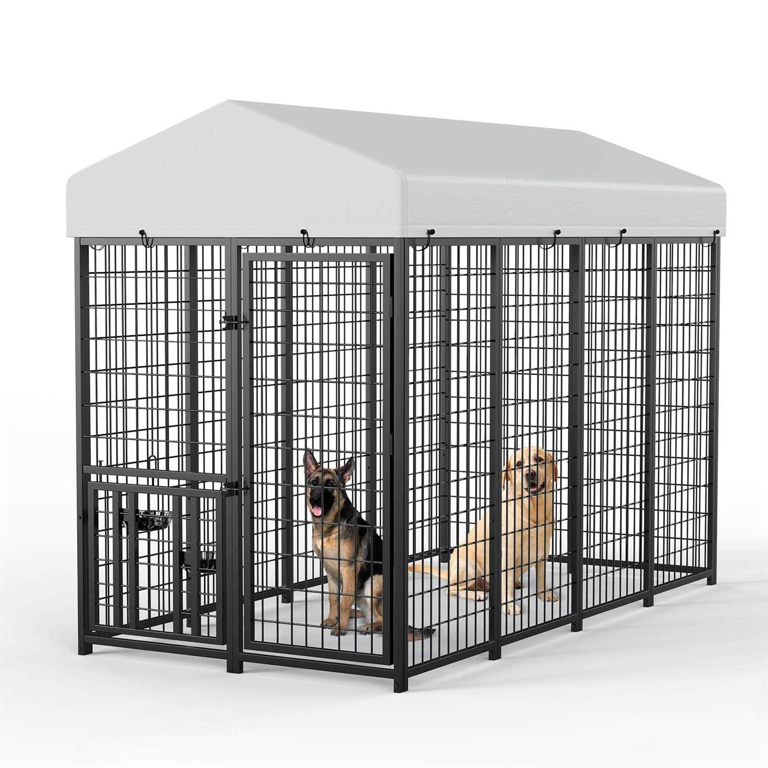 ROOMTEC Large Dog Kennel Outdoor Pet Pens Dogs Run Enclosure Animal Hutch Metal Coop Fence