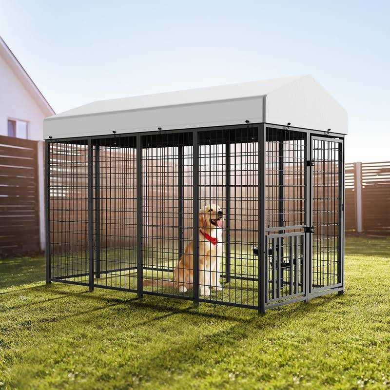 Alternative view of ROOMTEC Large Dog Kennel Outdoor Pet Pens Dogs Run Enclosure Animal Hutch Metal Coop Fence