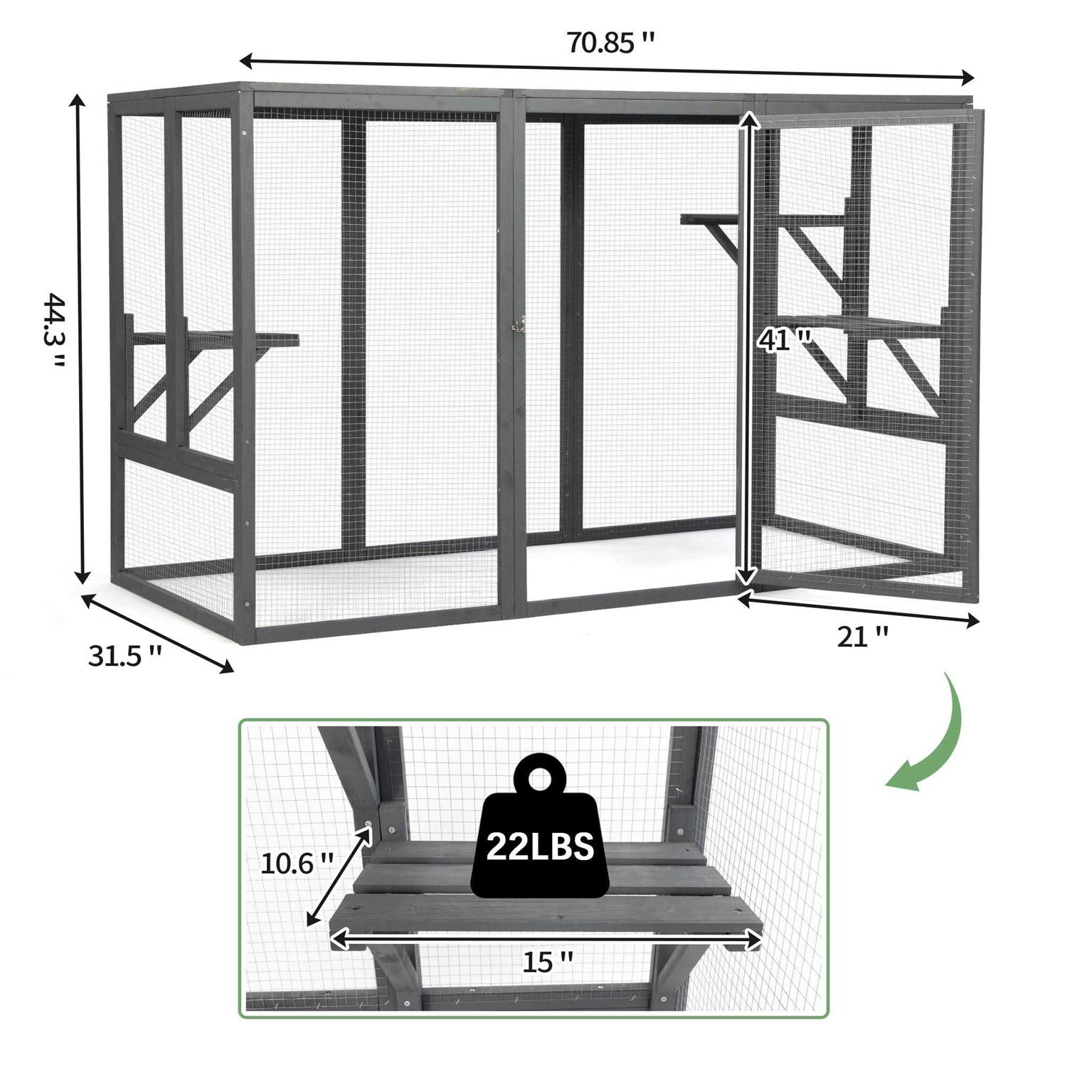 Alternative view of Coziwow Outdoor Cat House Enclosure Pet Cage Catio W/ Asphalt Roof
