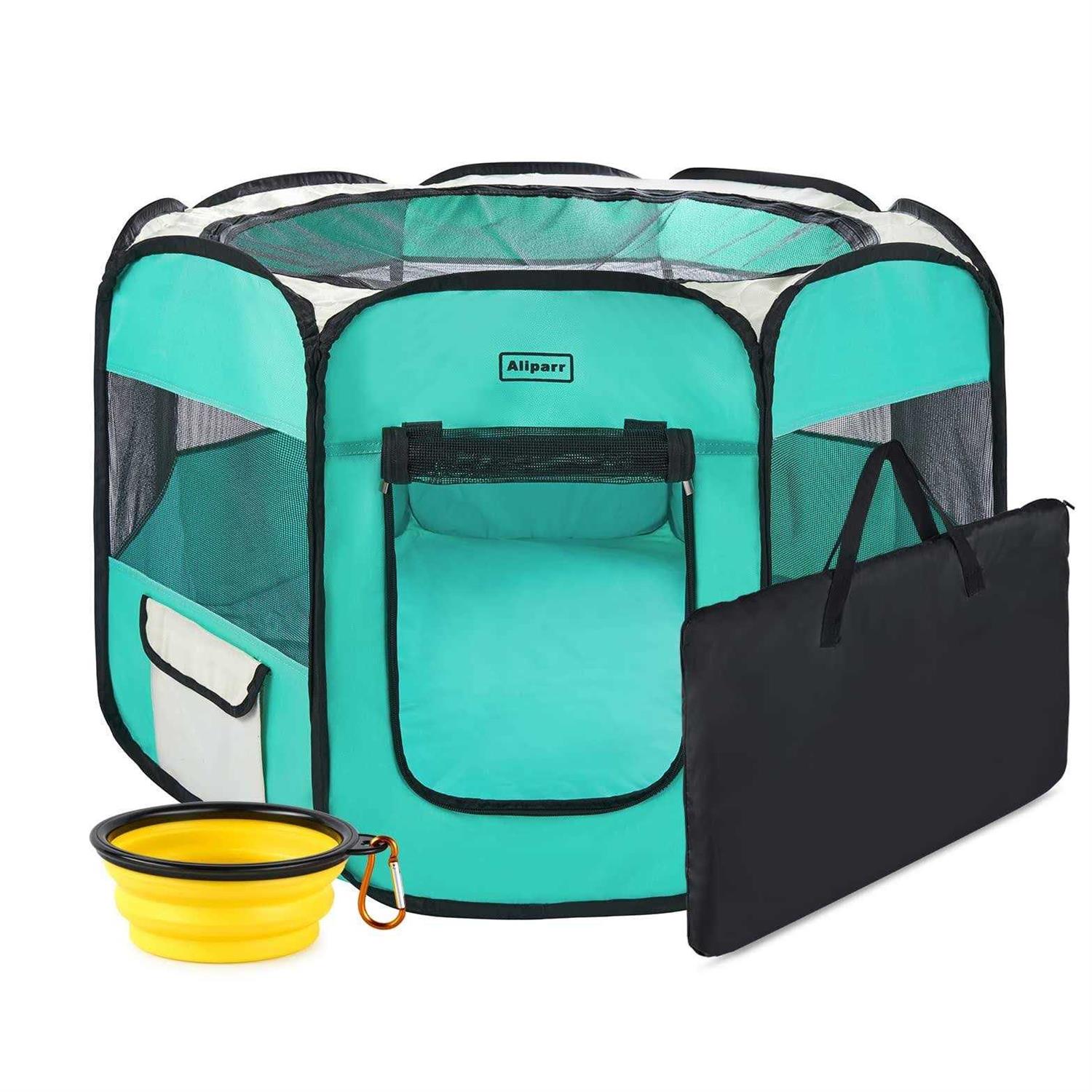 Aliparr Portable Pet Playpen,Dog Playpen Foldable Pet Exercise Pen Tents for Dogscatsrabbitspets,Cat Playpen Indooroutdoor Travel Camping Use