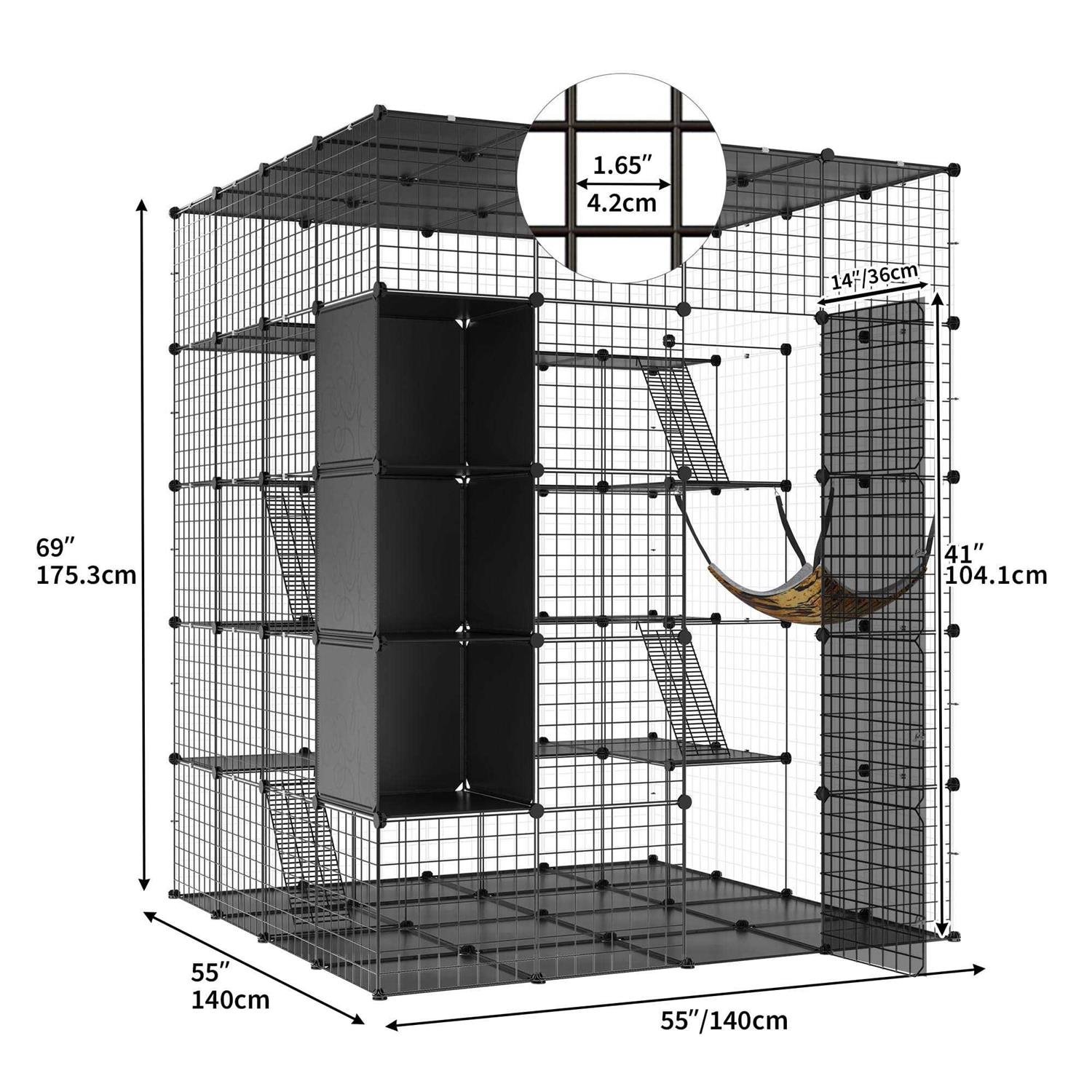 Alternative view of Dextrus Large Cat Cage 5-Tier Kennels with Cube Storage DIY Indoor Catio Enclosure Spacious Cat Playpen with Hammock