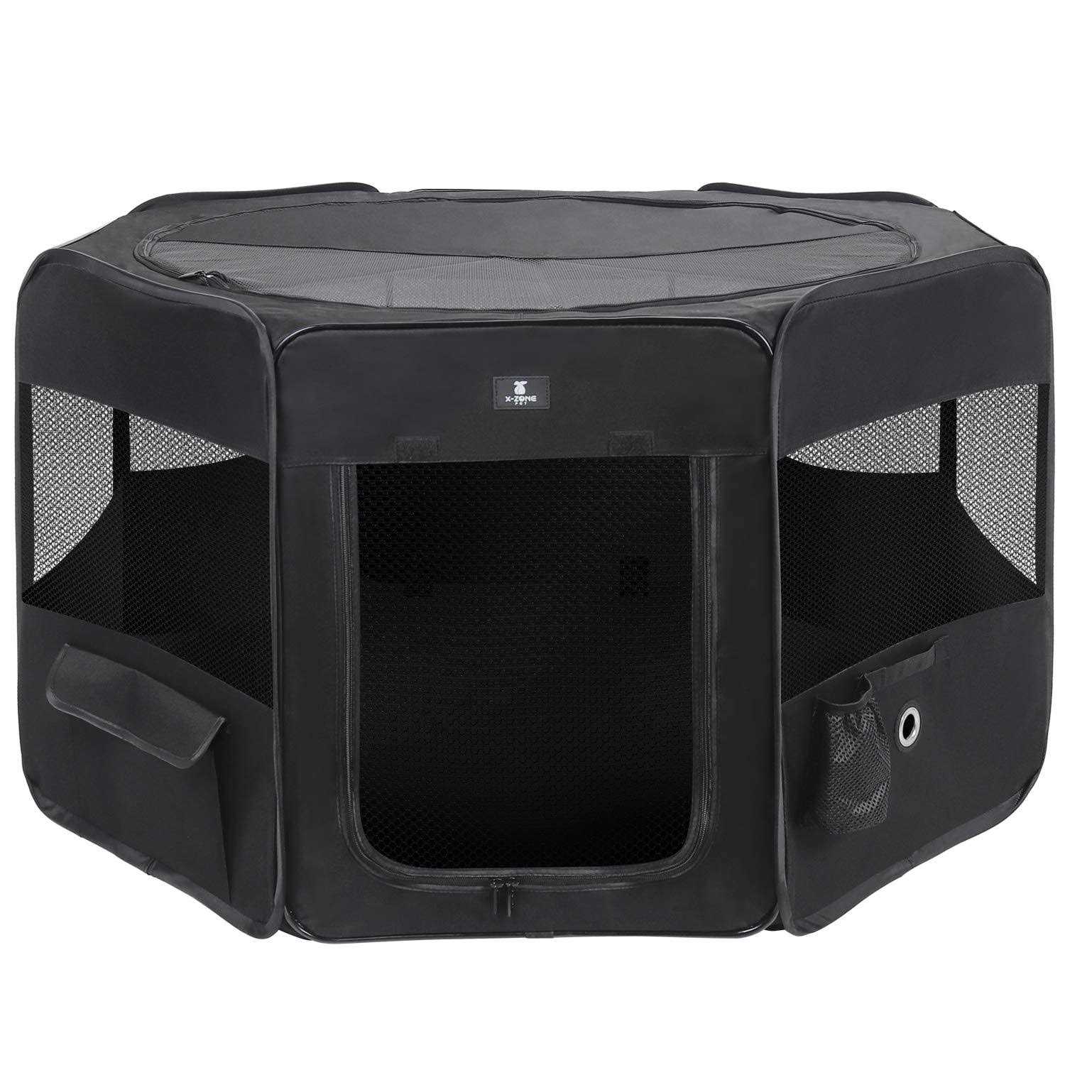 X-ZONE Pet Portable Foldable Pet Dog Cat Playpen Crates Kennel/Premium 600D Oxford Cloth,Removable Zipper Top, Indoor and Outdoor Use