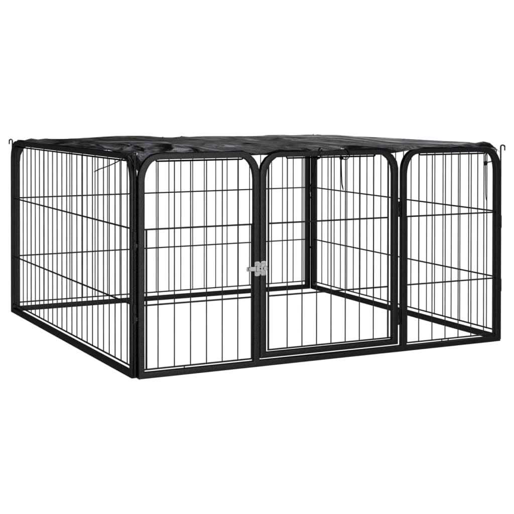 vidaXL Dog Playpen 4 Panels Black Powder-coated Steel