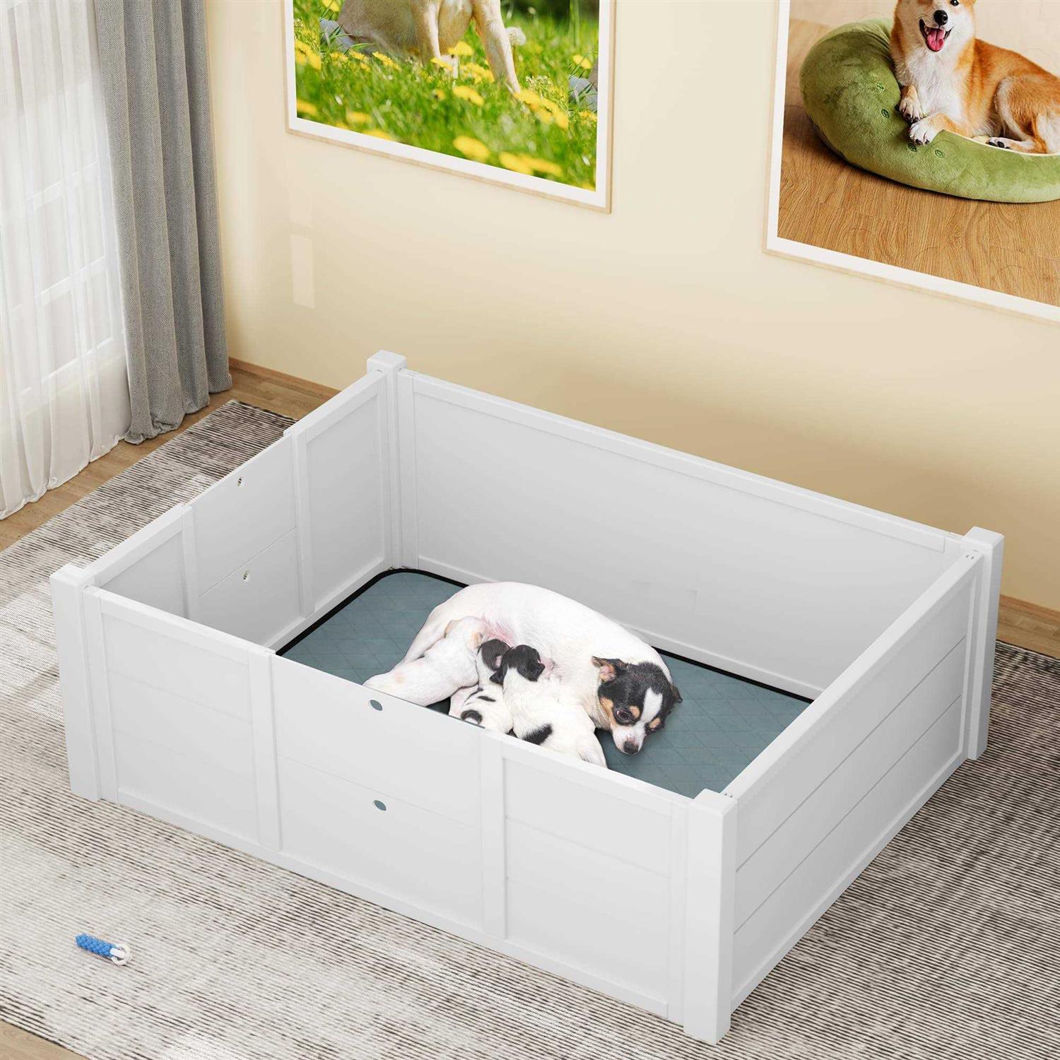 YITAHOME Whelping Box for Dogs Pee L×39.4" W Indoor Wooden Dog Pen Large Medium Small Dogs