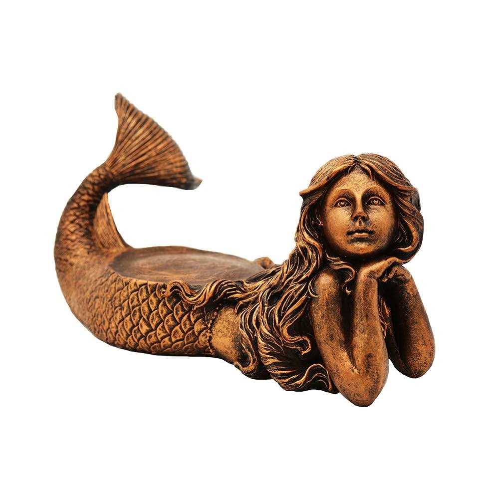 Alternative view of New Mystical Mermaid Decorative Gold Antiqued Glass Fish Bowl Tabletop Aquarium or Terrarium or Candle Holder