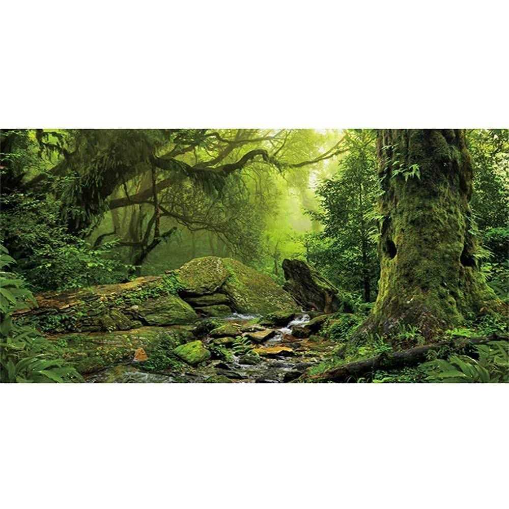 Awert Foggy Forest Terrarium Background Stream Green Huge Tree Reptile Habitat Background Tropical Rainforest Aquarium Background