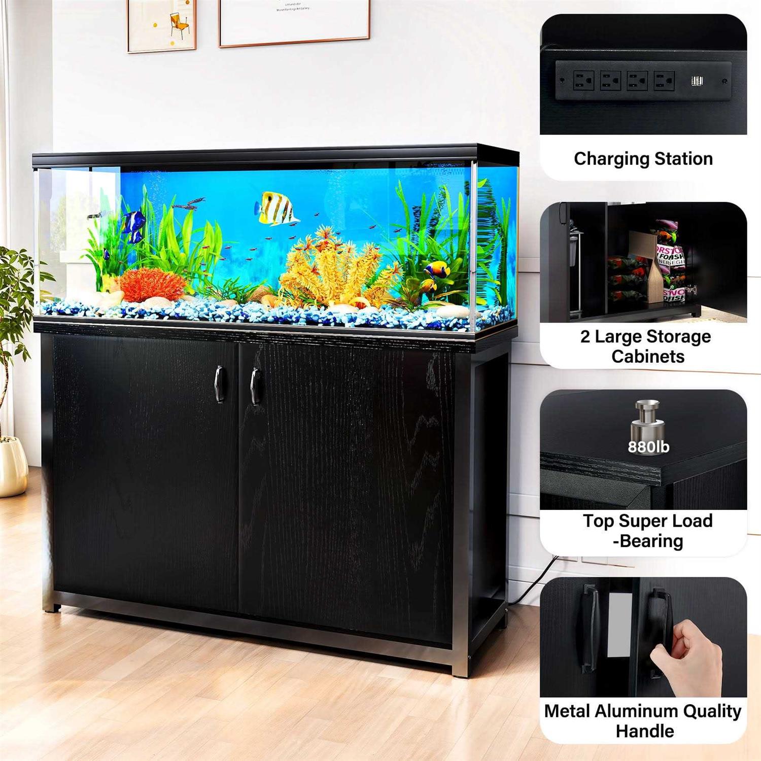 Alternative view of Tc-homeny 55-75 Gallon Aquarium/Fish Tank Stand with Cabinet and Charging Station/Power Outlets