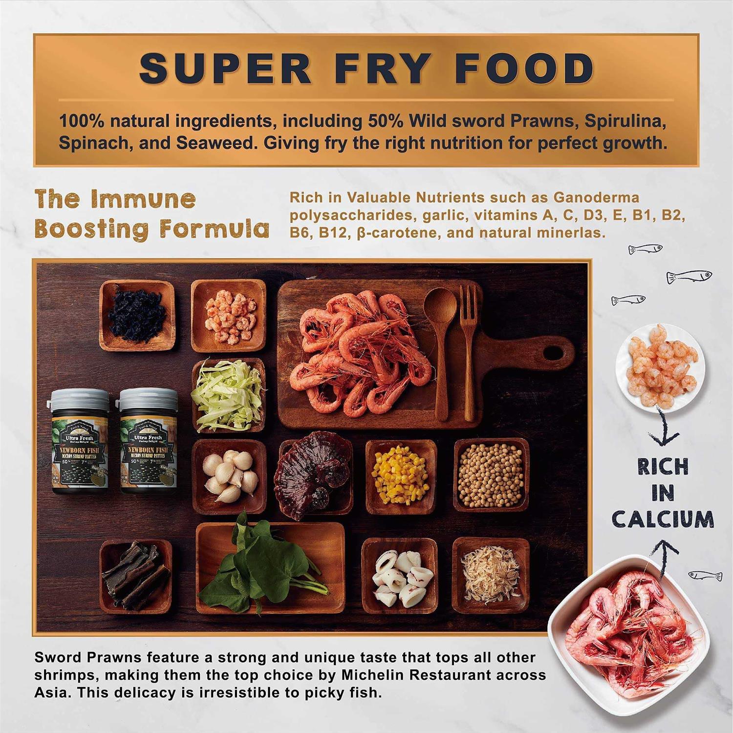 Alternative view of Ultra Fresh Baby Fish Food, 50% Sword Prawns Shrimps, Slow Sinking, Substitute for Baby Brine Shrimp, for Fry's Health and Cleaner Water