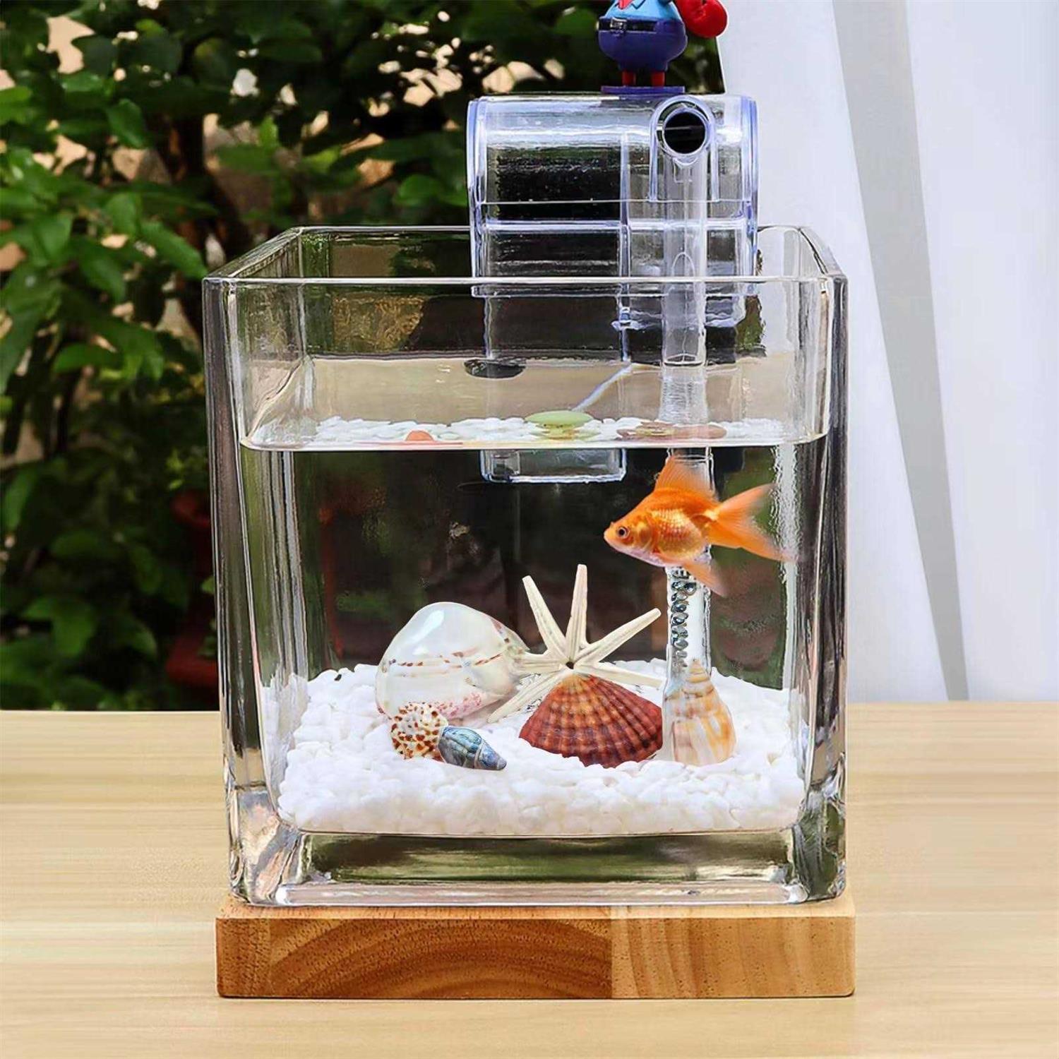 Alternative view of SARUFO 0.81Gallon Fish Tank Kit Desk Aquarium Set Small Glass for Kids Beginner Square Betta