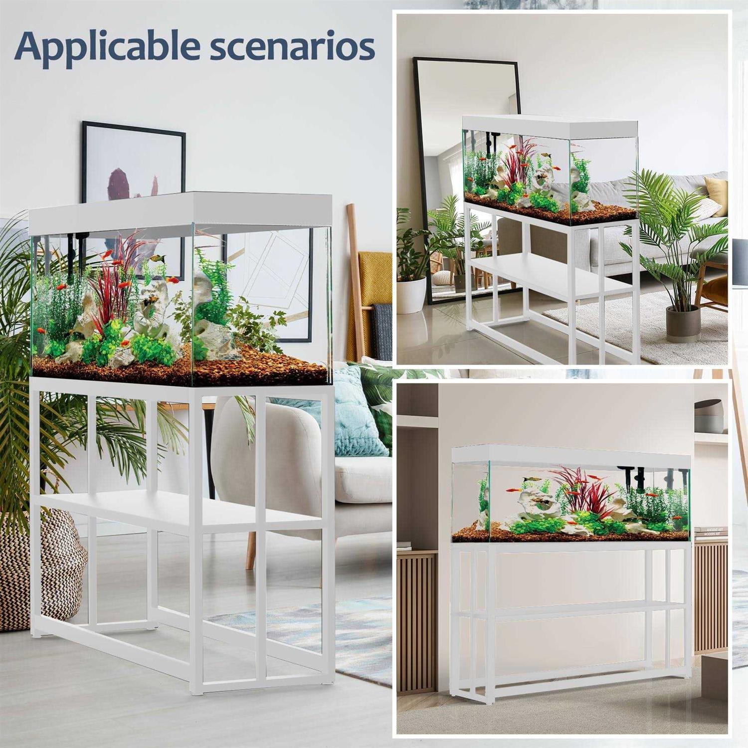 Alternative view of Fizgot White Fish Tank Stand Metal Aquarium Stand,55-75 Gallon Aquarium Turtle Tank, 48.4 x 14.8 x 29.1Inch, Reptile Terrariums and Breeder Tank