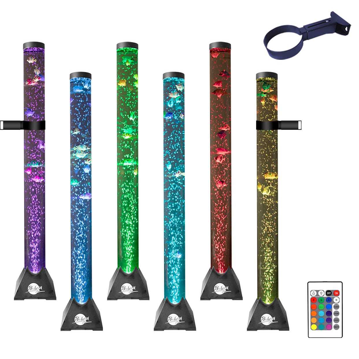 Alternative view of Brewish 4FT Sensory LED Water Bubble Fish Tube Floor Lamp with 20 Color Changing Light Effects– Fake Aquarium Tank Night Light and Gift for Kids