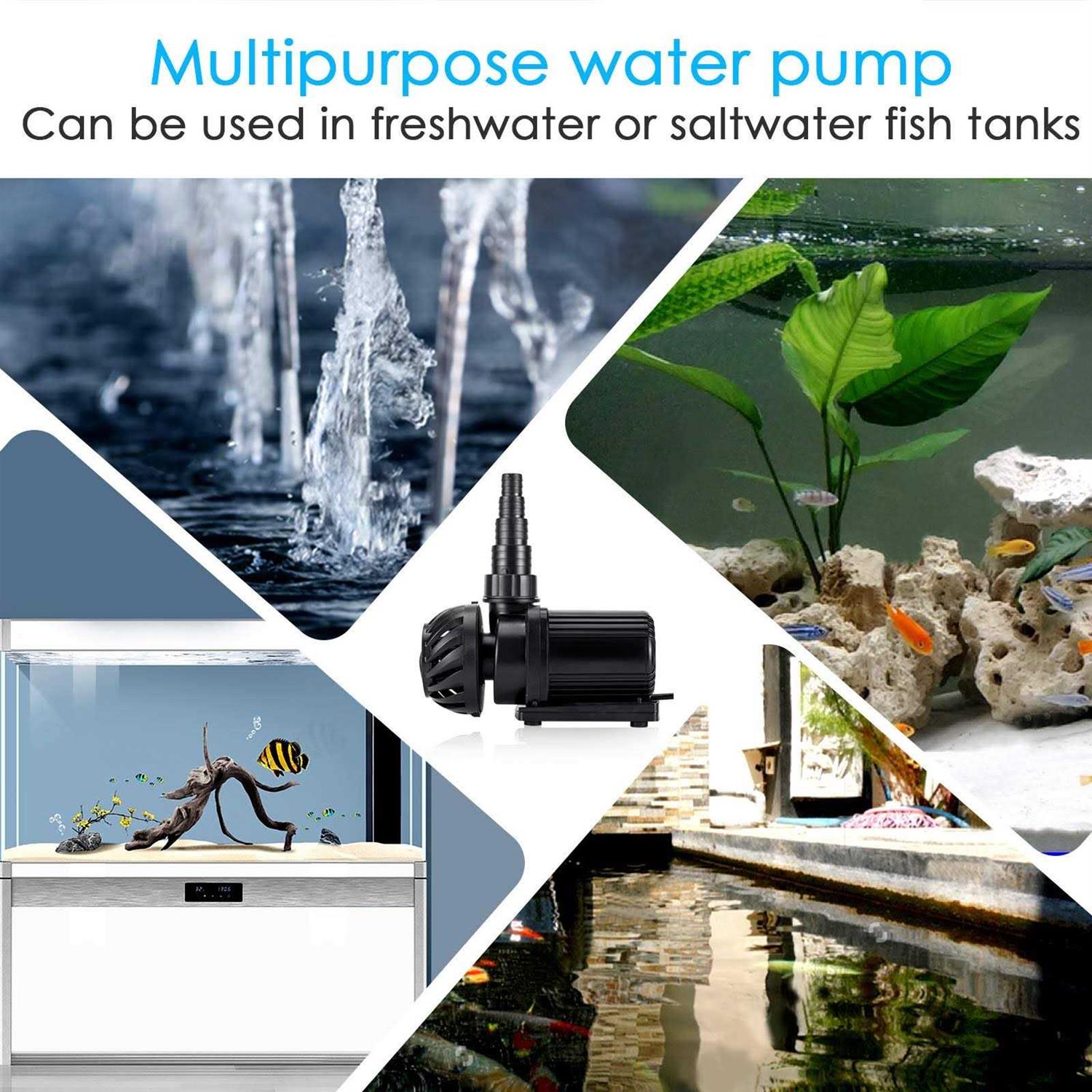 Alternative view of AQQA 800-3200GPH Controllable Water Pump,Circulation Make Wave/Feed Mode/20 Options Flow Adjustable Multifunction Submersible or External Powerful