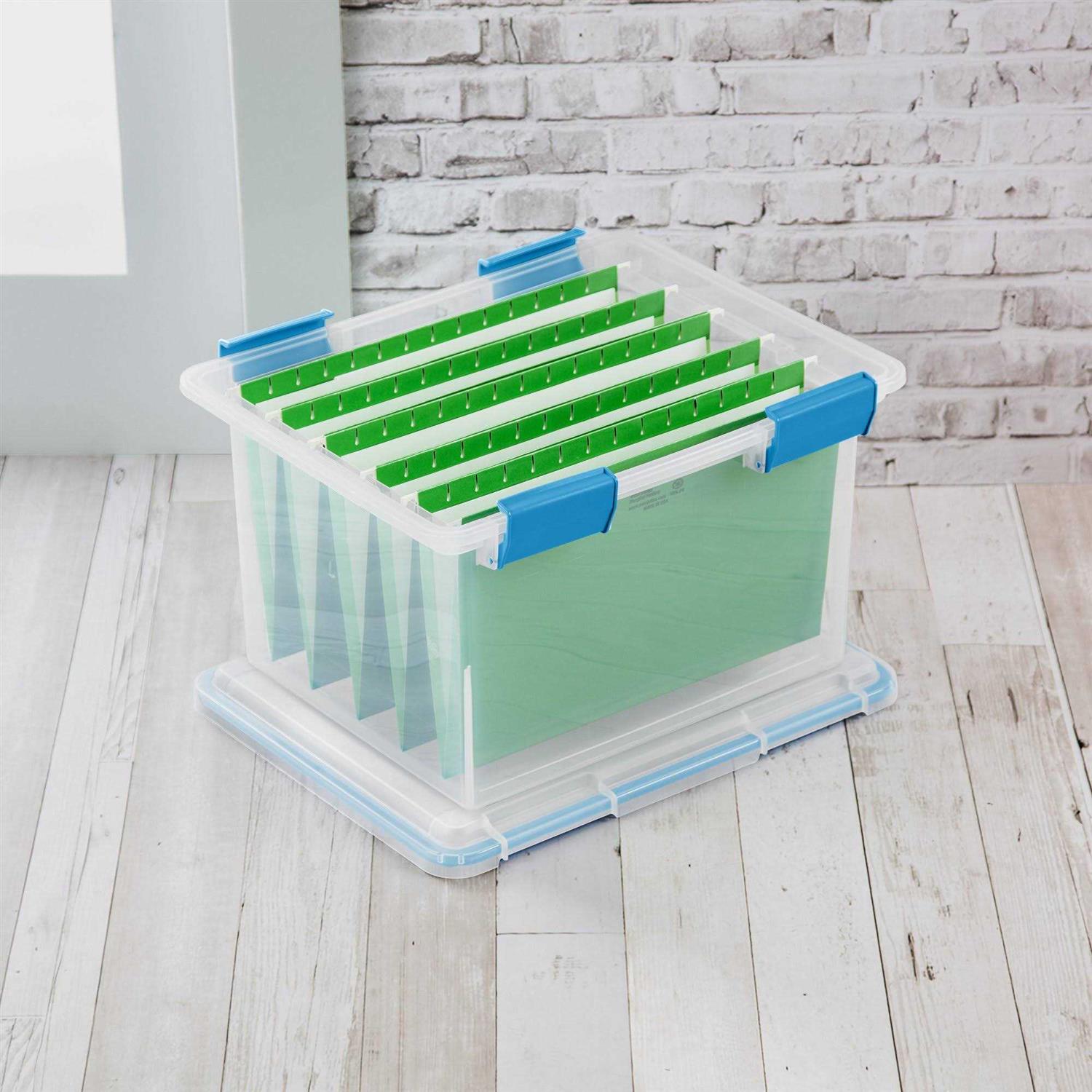 Alternative view of Sterilite 32 Qt Gasket Box Clear Base and Lid Blue Aquarium Set of 4