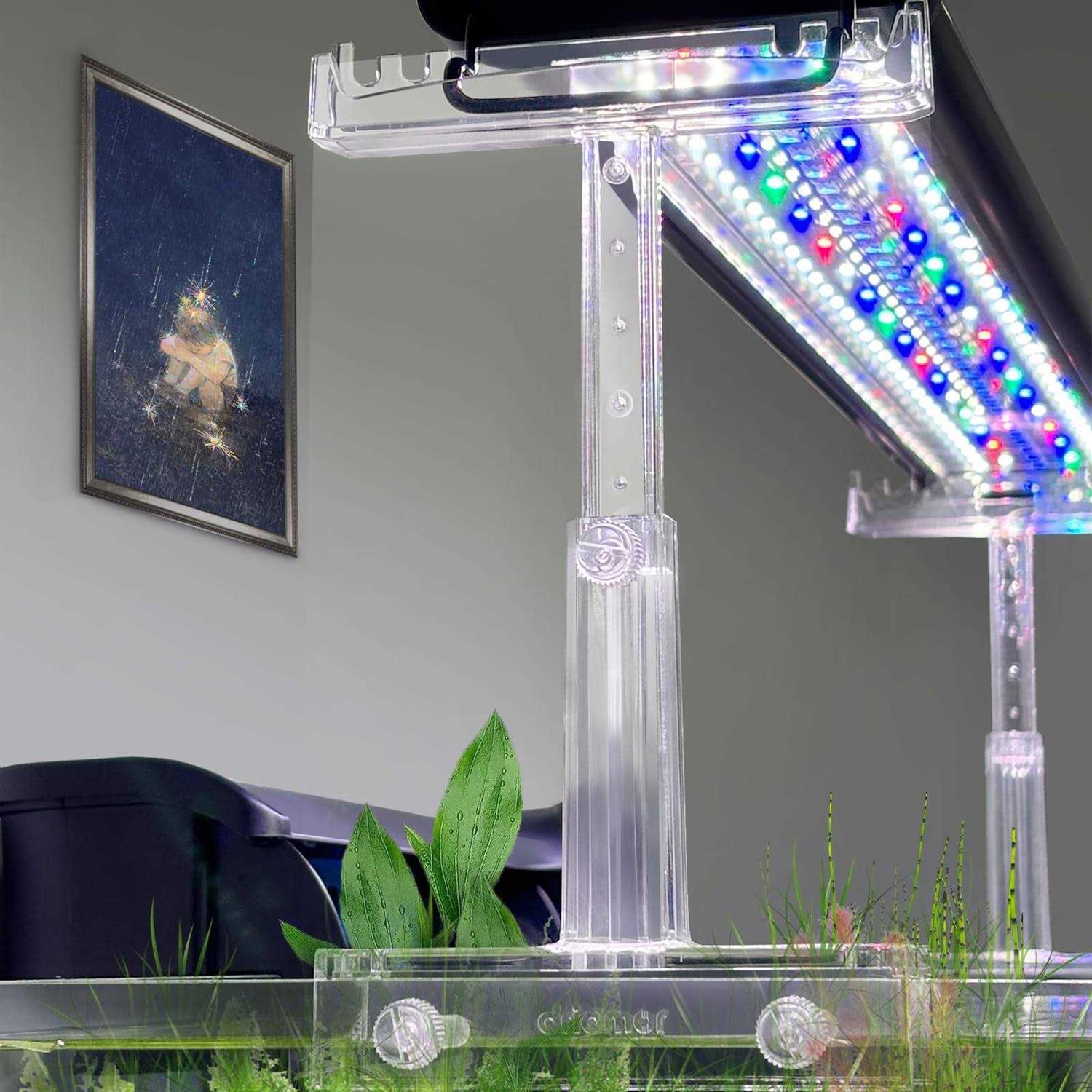 Aquarium Light Holder Adjustable Clear Acrylic Fish Tank LED Light Riser Stand Aquarium Lamp Brackets Kit 2pcs Transparent Support for Width 2.34