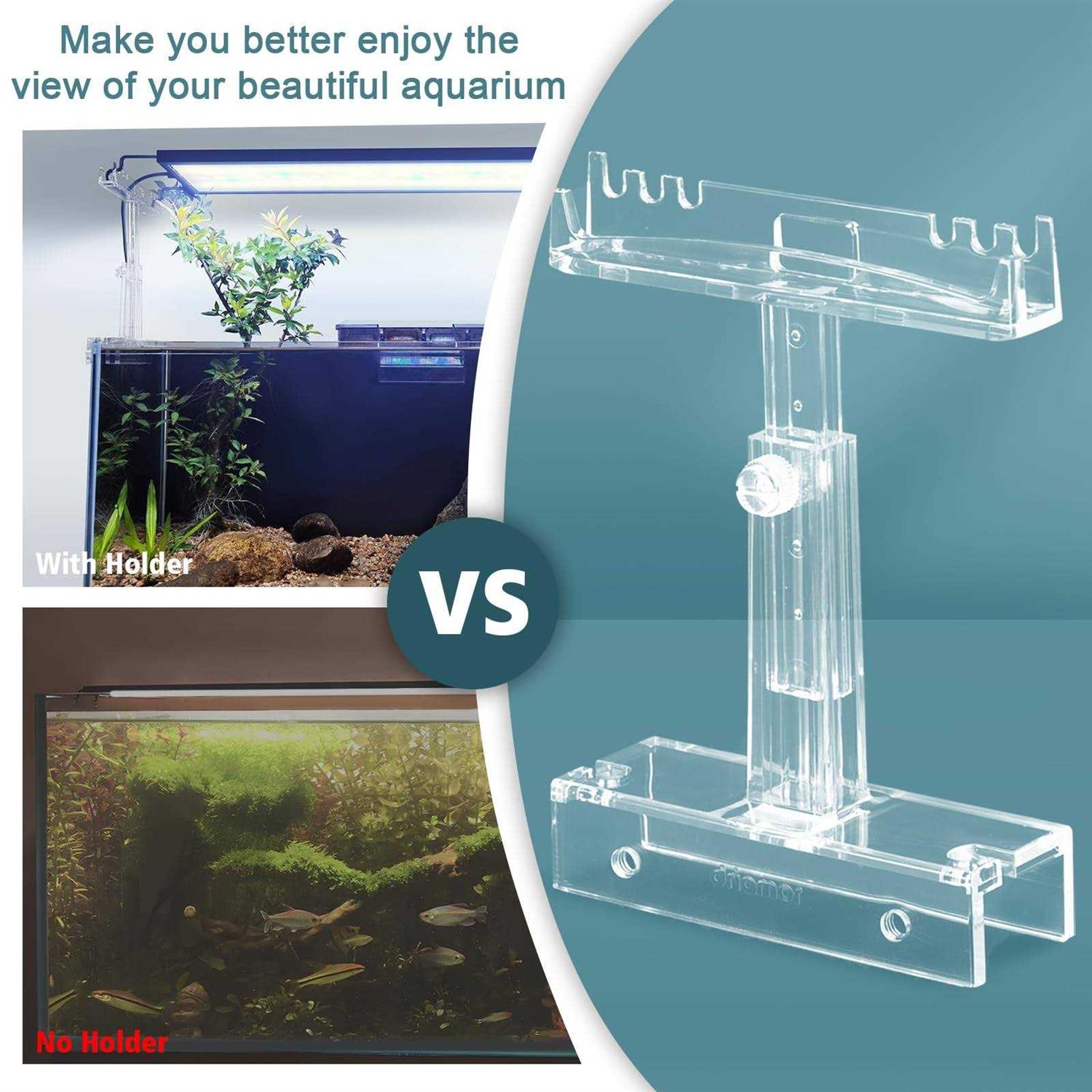 Alternative view of Aquarium Light Holder Adjustable Clear Acrylic Fish Tank LED Light Riser Stand Aquarium Lamp Brackets Kit 2pcs Transparent Support for Width 2.34