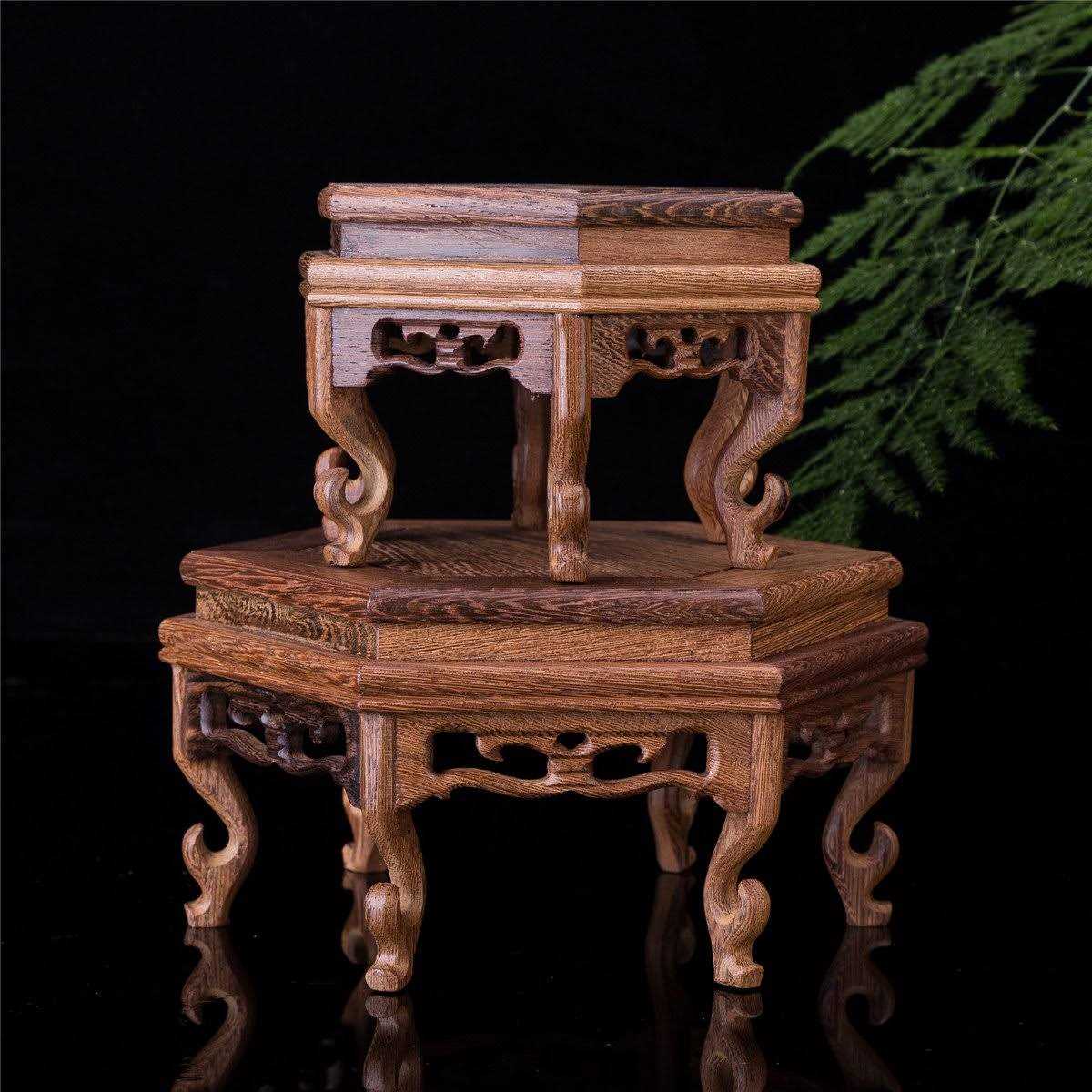Alternative view of Beautiful Hand Craft Hexagon Rosewood Oriental Fishbowl Vase Stand