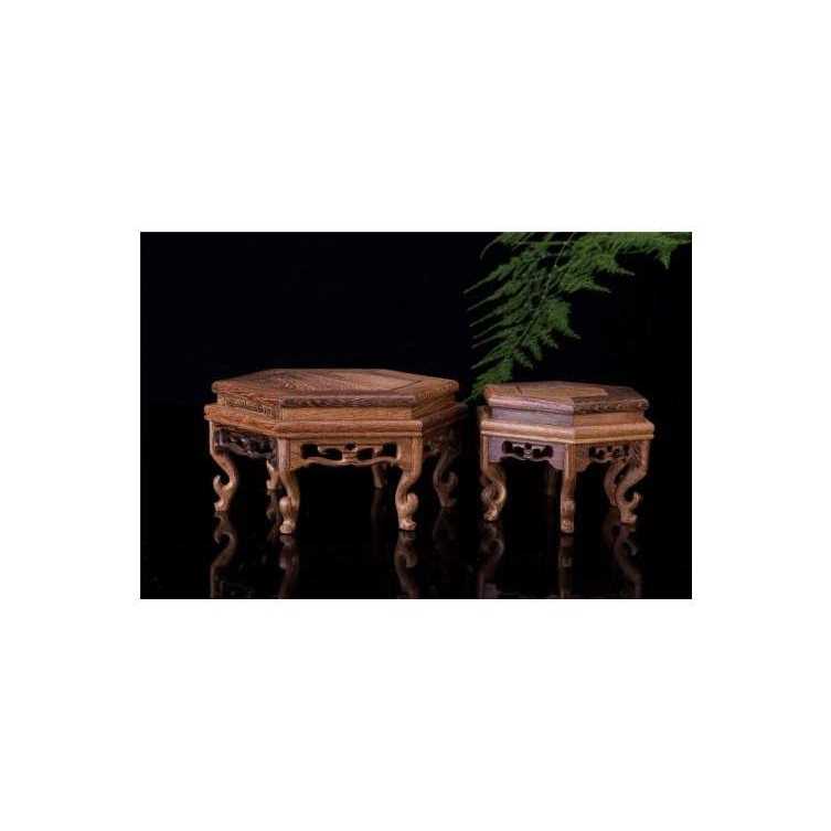 Alternative view of Beautiful Hand Craft Hexagon Rosewood Oriental Fishbowl Vase Stand